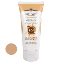 کرم ضد آفتاب رنگی سان سیف SPF50 مدل Viti-Sense محافظ UVA ،UVB و +++PA، ضد پیری، مناسب پوست حساس حجم 50 میلی‌لیتر