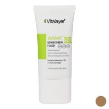 کرم ضد آفتاب رنگی ویتالیر SPF 50 مدل Activit ‌مناسب پوست‌های چرب حجم 50 میلی‌لیتر(انقضا1405/08)