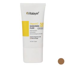 فلوئید ضد آفتاب رنگی ویتالیر SPF 50 مدل Vitamin C ‌مناسب انواع پوست حجم 50 میلی‌لیتر(انقضا 1405/10)